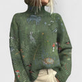 Grace | Women's Oversized Floral Turtleneck Sweater Knit