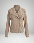 Colette | Women's Faux Suede Moto Jacket Asymmetric Closure