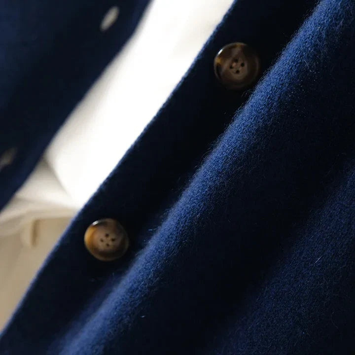 Audrey | Women's Lightweight Wool Sweater Mock Neck Buttons
