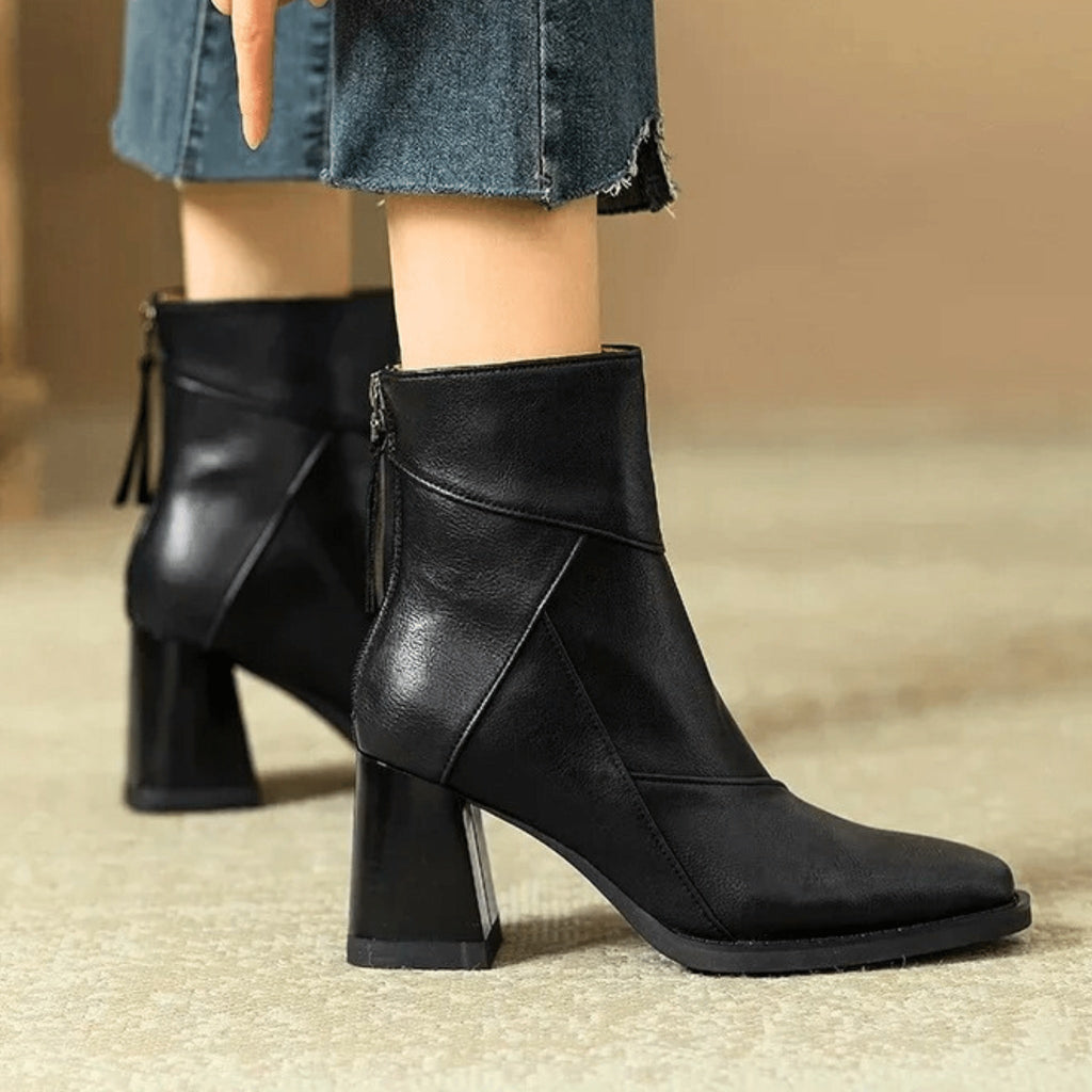 Alyssa | Women's Block Heel Ankle Boots Side Zipper