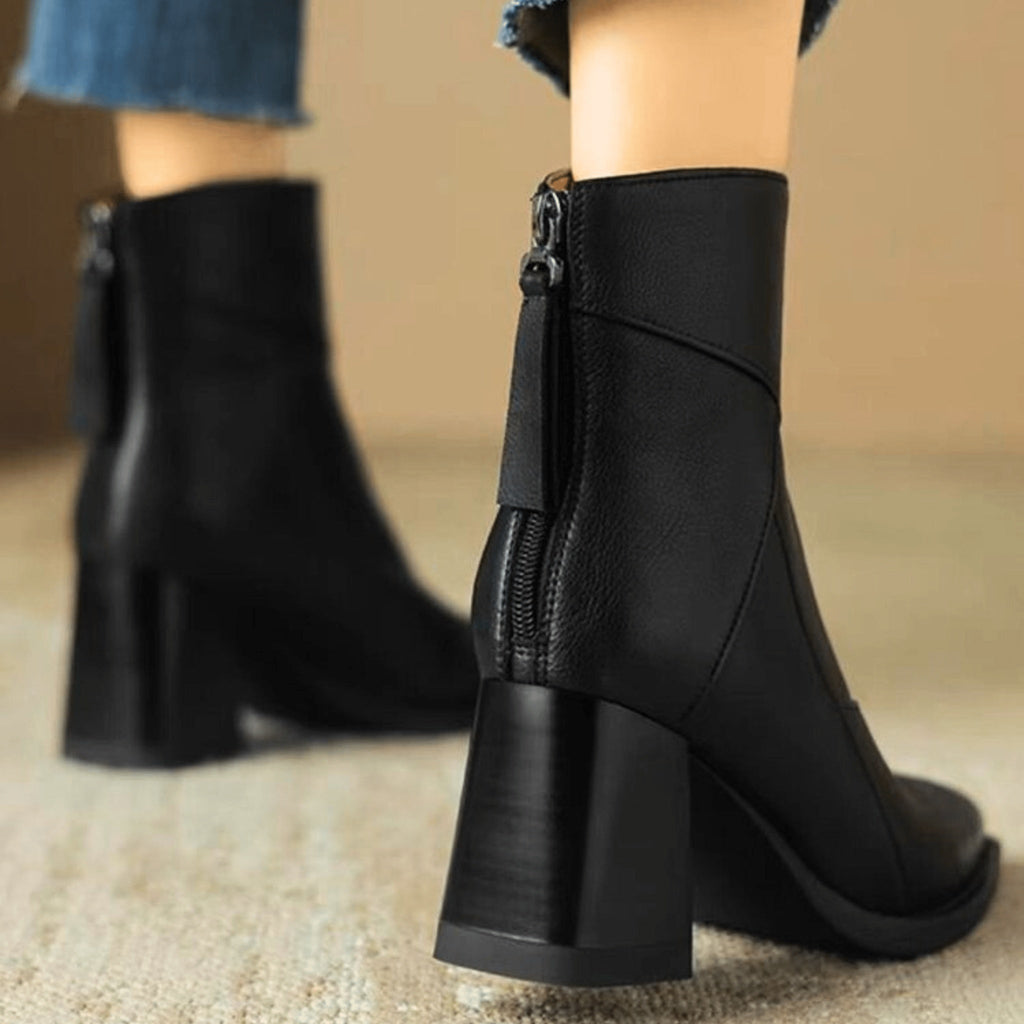 Alyssa | Women's Block Heel Ankle Boots Side Zipper