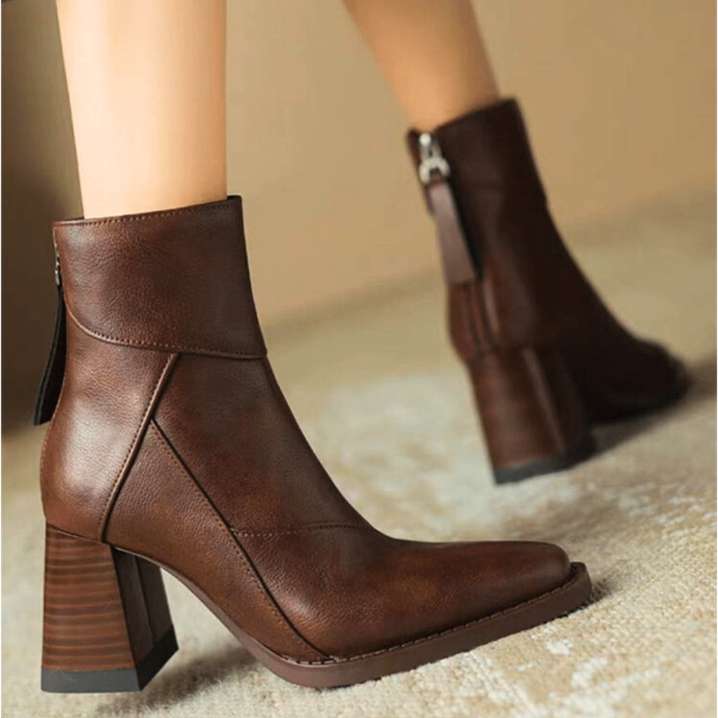 Alyssa | Women's Block Heel Ankle Boots Side Zipper