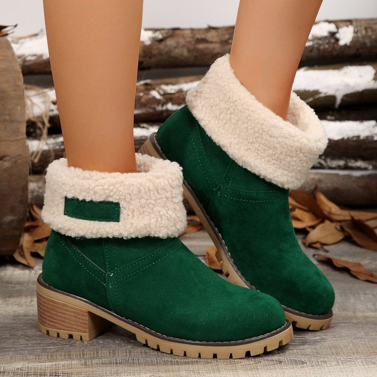 Madelyn | Women's Suede Winter Boots Sherpa Lined Mid Calf