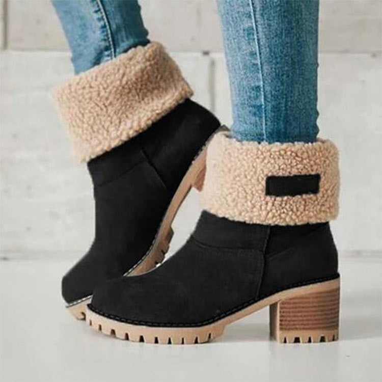Madelyn | Women's Suede Winter Boots Sherpa Lined Mid Calf
