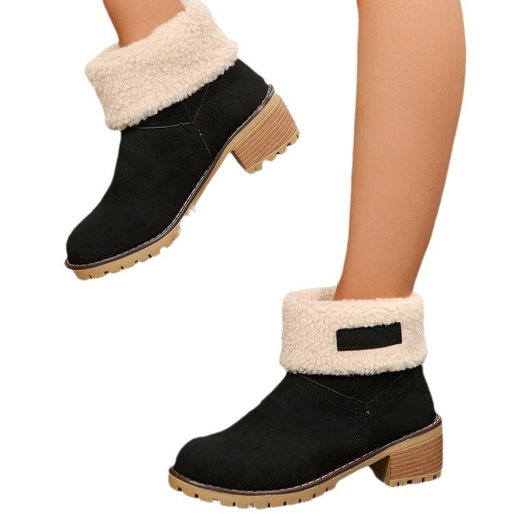 Madelyn | Women's Suede Winter Boots Sherpa Lined Mid Calf