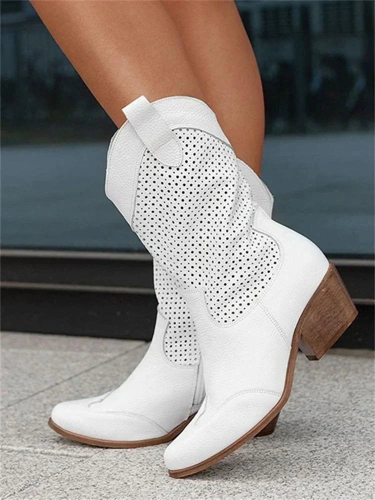 Diana | Women's Mid Calf Western Boots Cutout Zipper