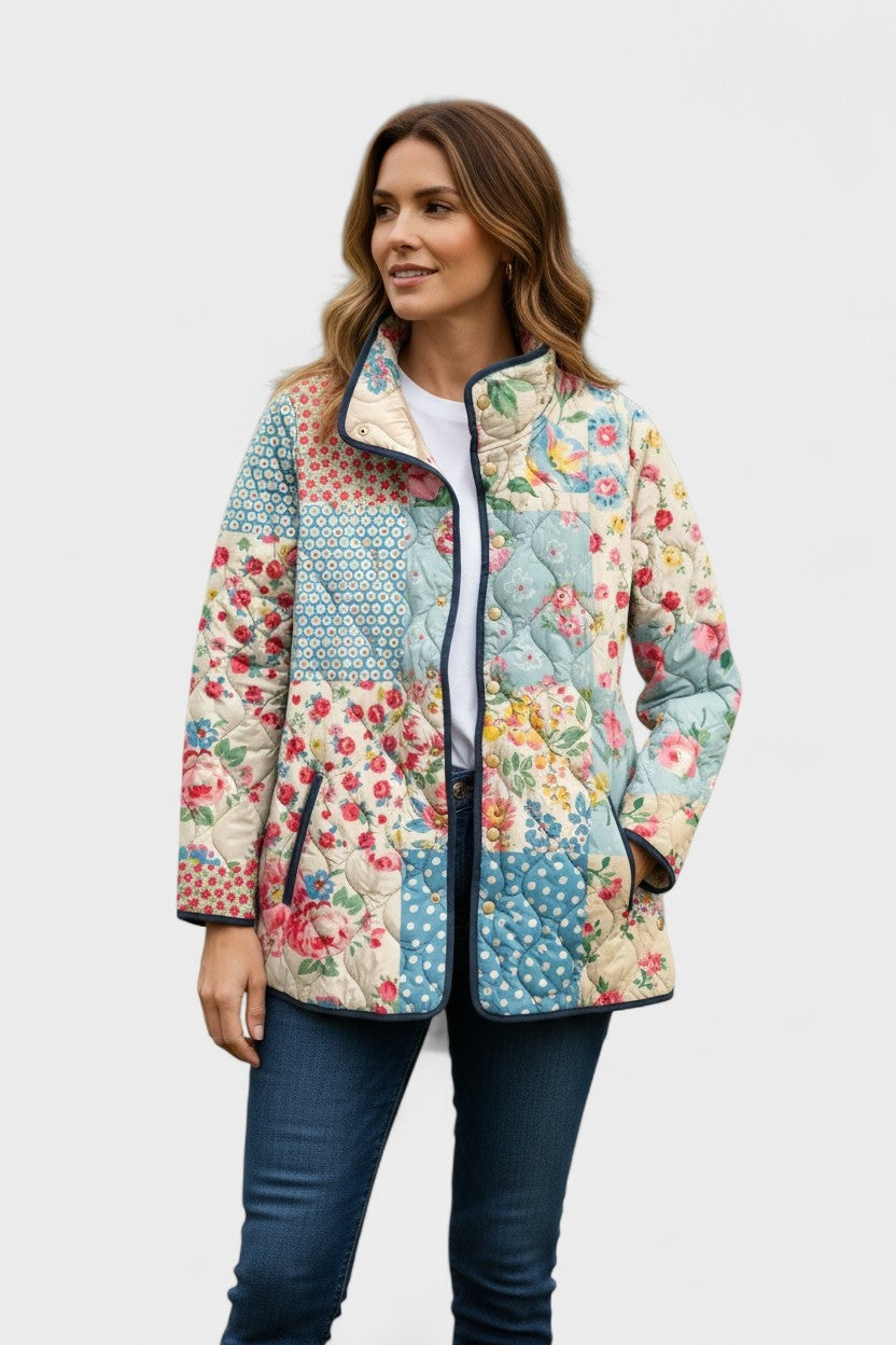 Olivia | Women's Floral Patchwork Quilted Jacket Lightweight Fall Coat