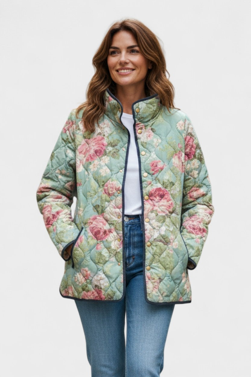 Olivia | Women's Floral Patchwork Quilted Jacket Lightweight Fall Coat