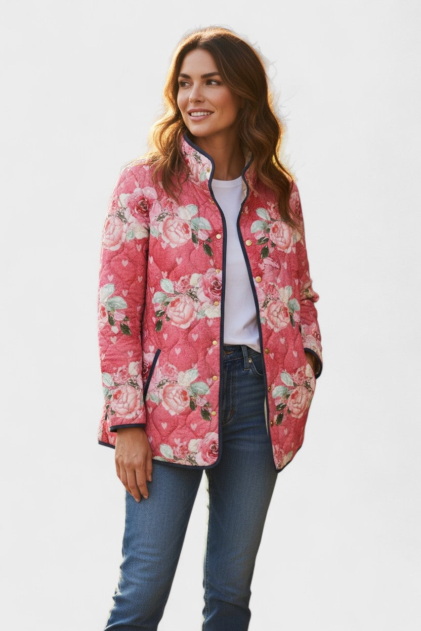 Olivia | Women's Floral Patchwork Quilted Jacket Lightweight Fall Coat