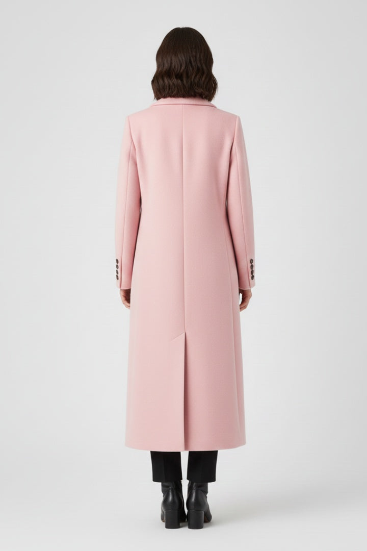 Rachel | Women's Long Peacoat Wool Blend Double Breasted Lapel