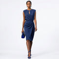 Nora | Women's Draped Christmas Party Cocktail Dress Sleeveless Keyhole Neck