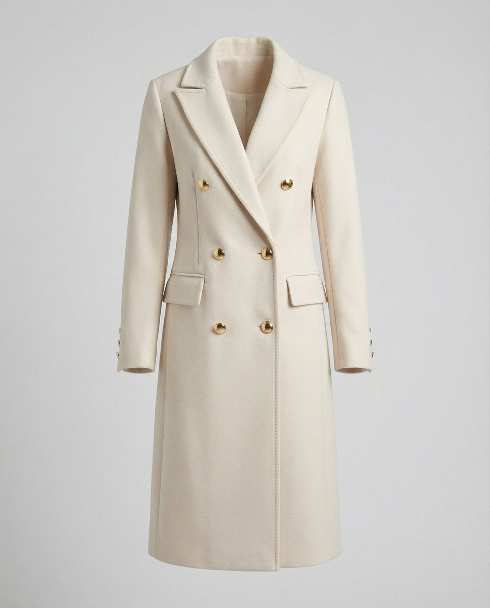Emilia | Women's Long Wool Blend Winter Coat Double Breasted Structured Lapel