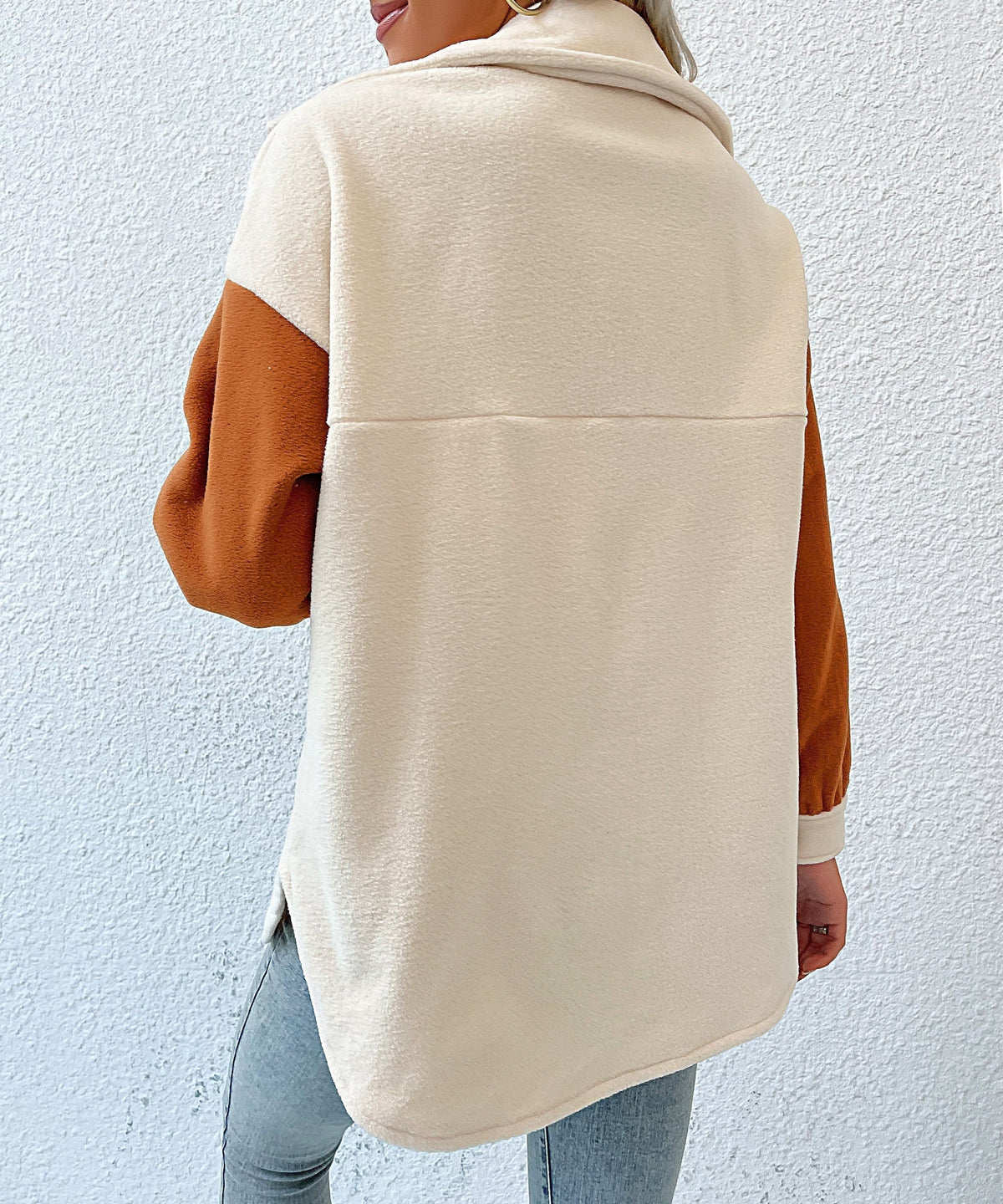 Hannah | Women's Two Tone Sherpa Jacket Fleece Pockets