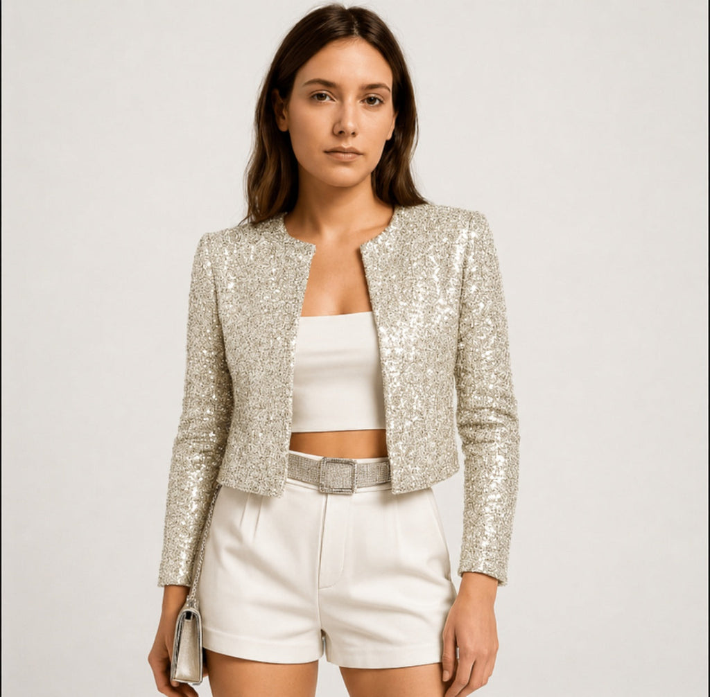 Sophie | Women's Cropped Sequin Party Blazer