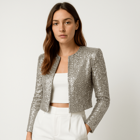Sophie | Women's Cropped Sequin Party Blazer