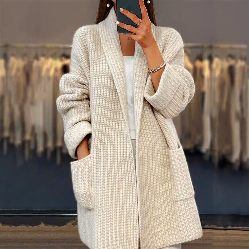 Andrea | Women's Oversized Wool Sweater Knit Pockets
