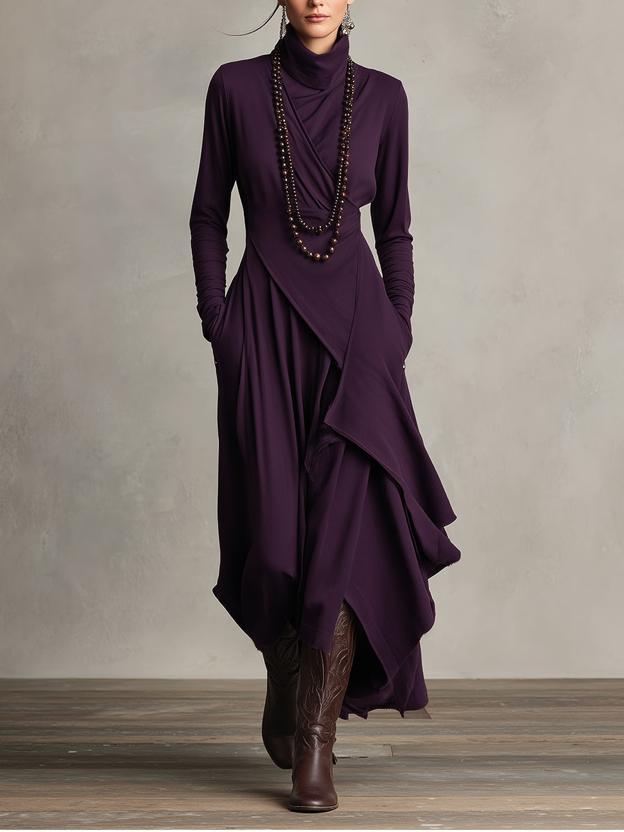 Aurora | Women's Winter Formal Dress Maxi High Neck Draped