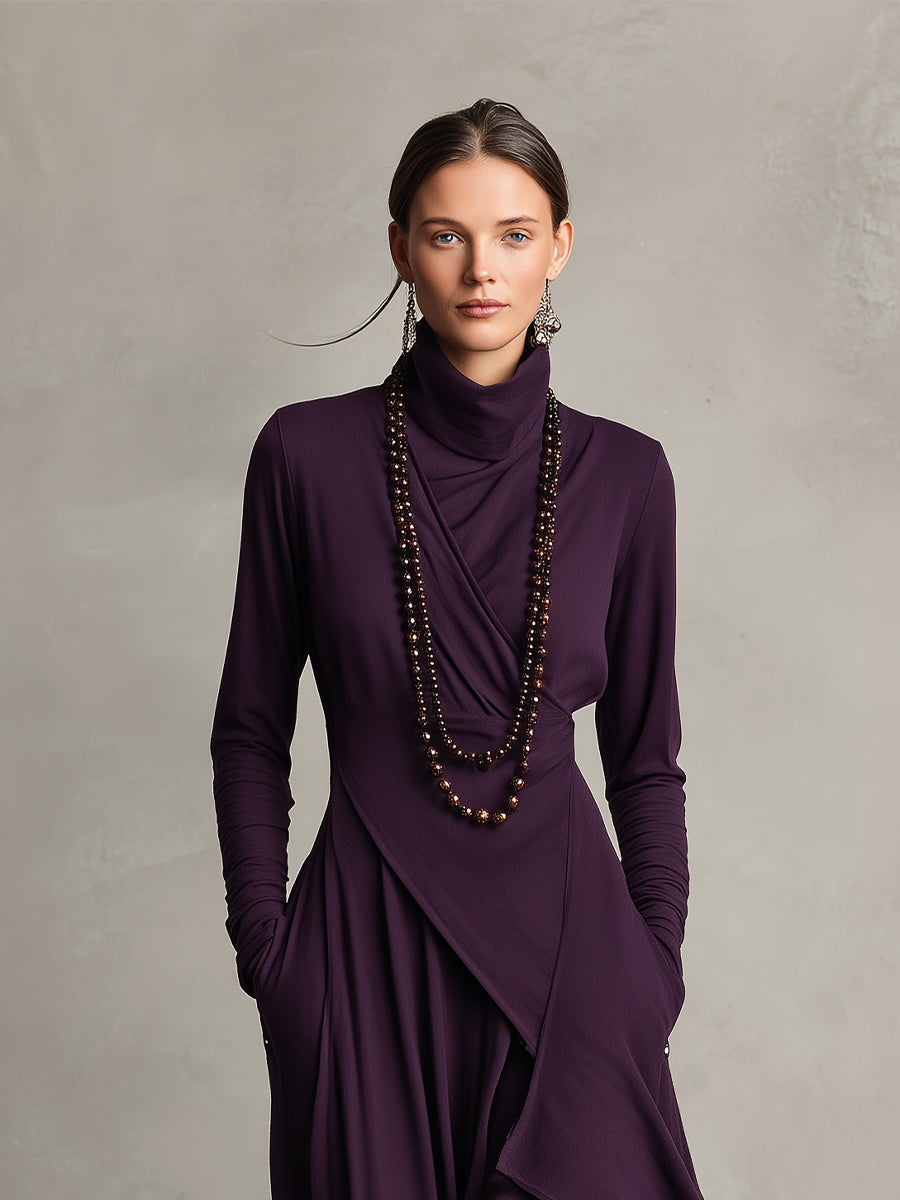 Aurora | Women's Winter Formal Dress Maxi High Neck Draped