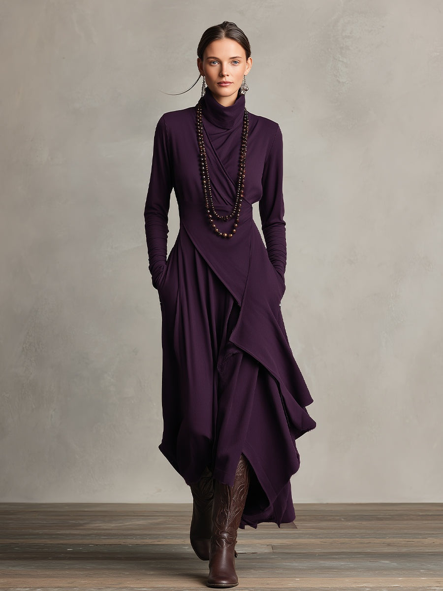 Aurora | Women's Winter Formal Dress Maxi High Neck Draped