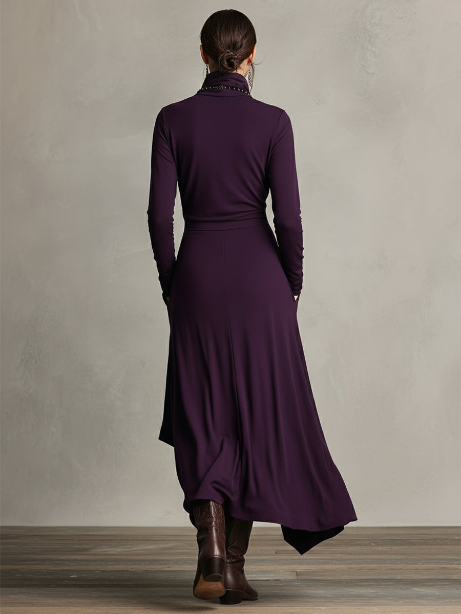 Aurora | Women's Winter Formal Dress Maxi High Neck Draped