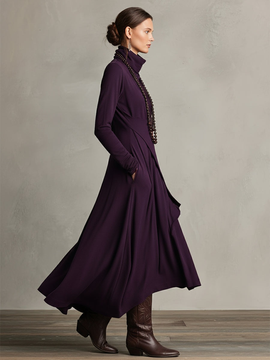 Aurora | Women's Winter Formal Dress Maxi High Neck Draped