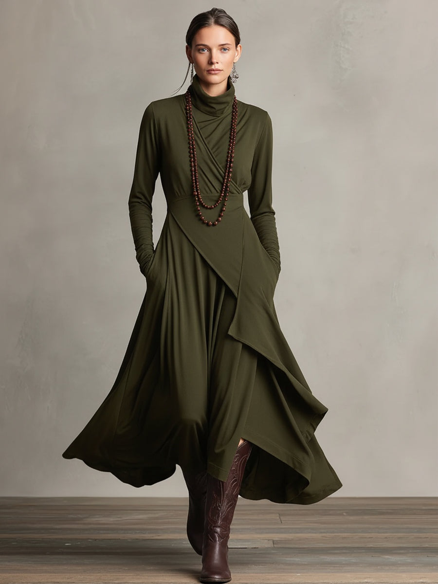 Aurora | Women's Winter Formal Dress Maxi High Neck Draped