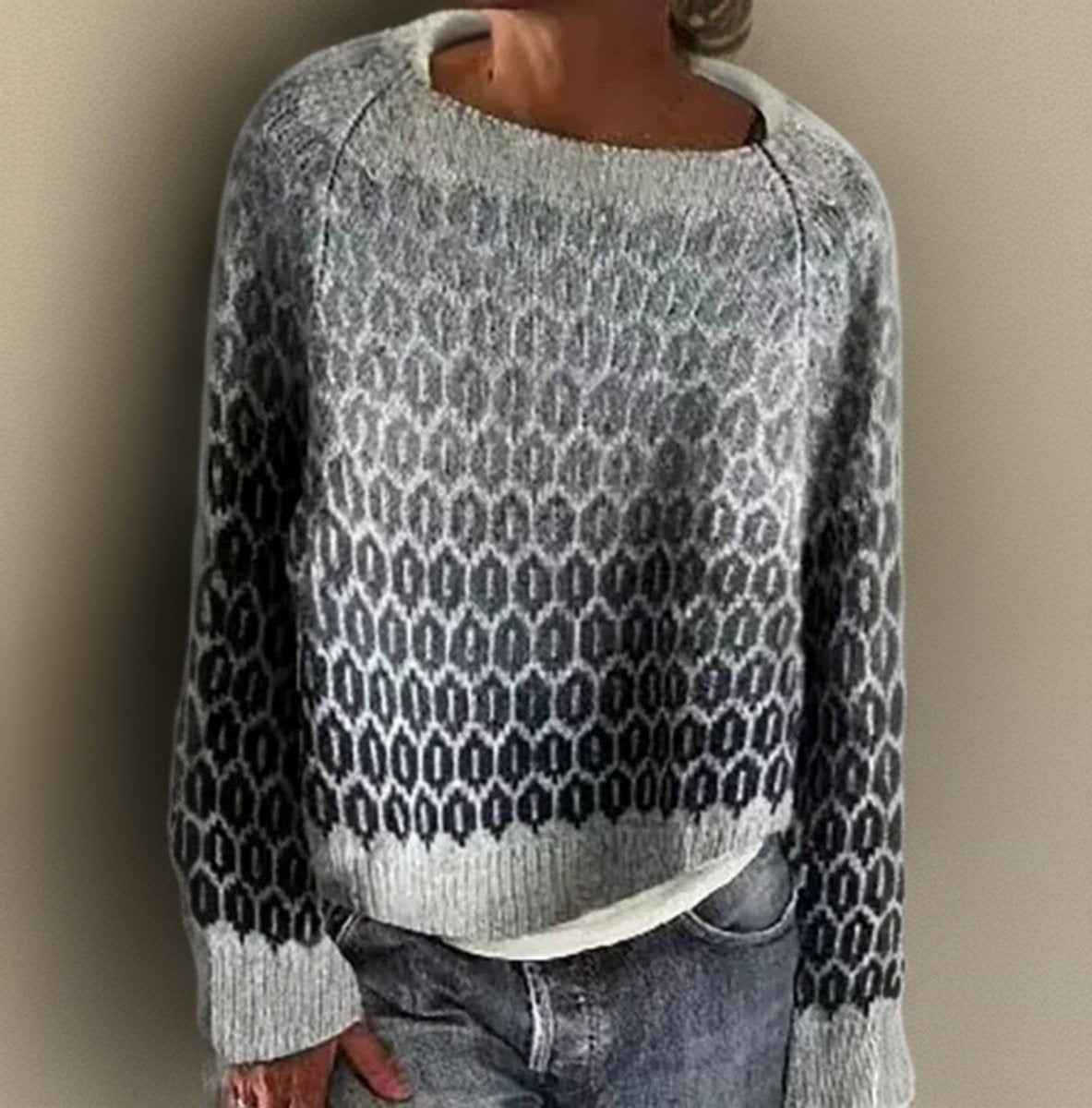 Lily | Women's Nordic Fair Isle Sweater Wool Crew Neck Long Sleeve