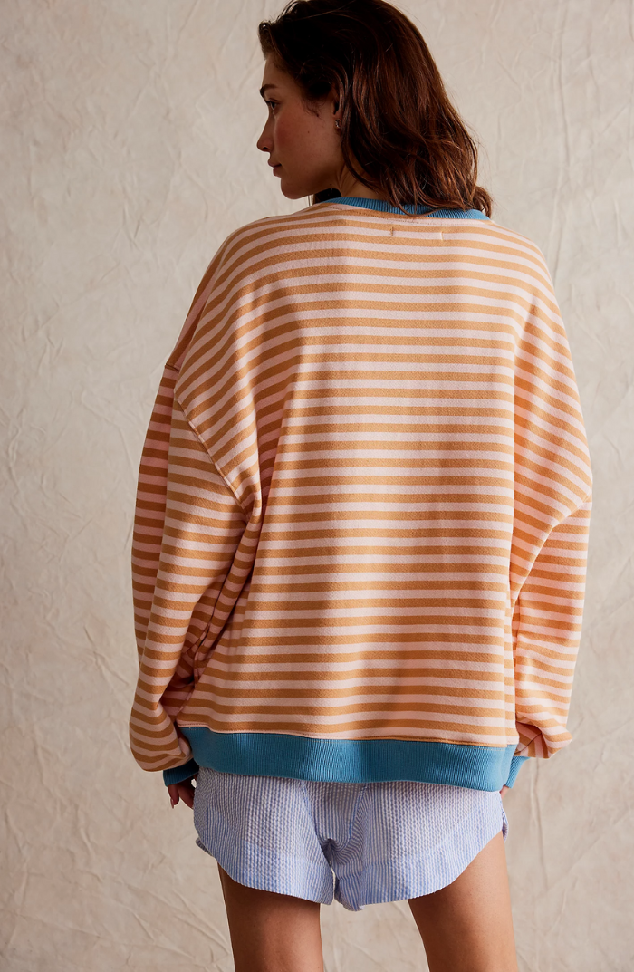 Adeline | Women's Oversized Striped Sweatshirt Crew Neck Long Sleeve