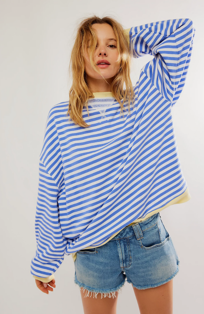 Adeline | Women's Oversized Striped Sweatshirt Crew Neck Long Sleeve