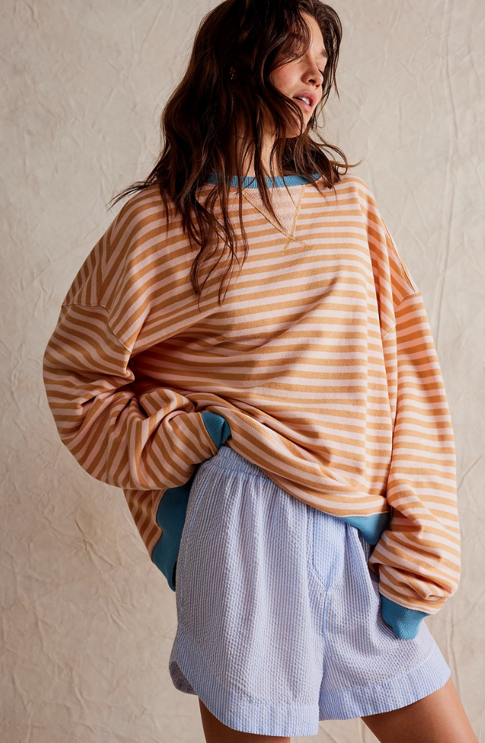 Adeline | Women's Oversized Striped Sweatshirt Crew Neck Long Sleeve