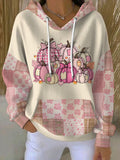 Michelle | Women's Pumpkin Patchwork Hooded Sweatshirt Fall Print
