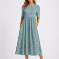Amelia | Women's Floral Midi Fall Wedding Guest Dress Short Sleeve
