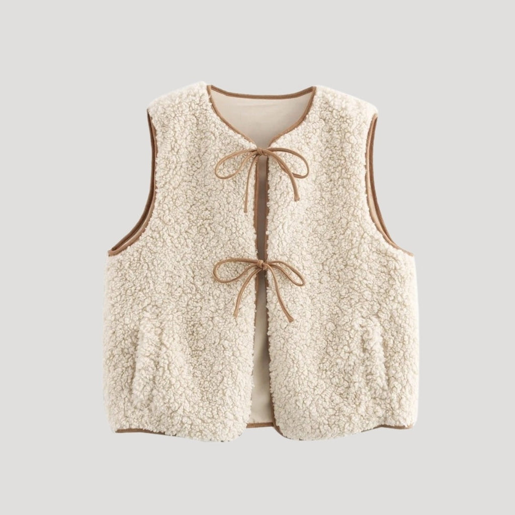 Madison | Women's Sherpa Vest Front Tie Fleece
