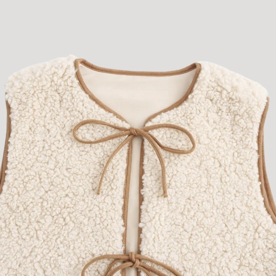 Madison | Women's Sherpa Vest Front Tie Fleece