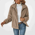 Lucy | Women's Fleece Jacket Zipper Lapel Collar Sherpa