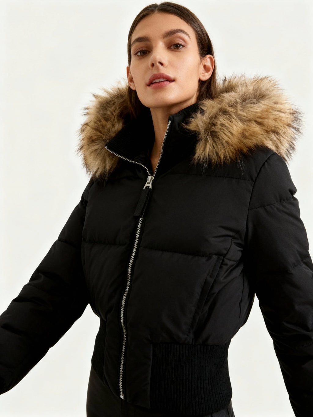 Ashley | Women's Winter Puffer Jacket Faux Fur Hood