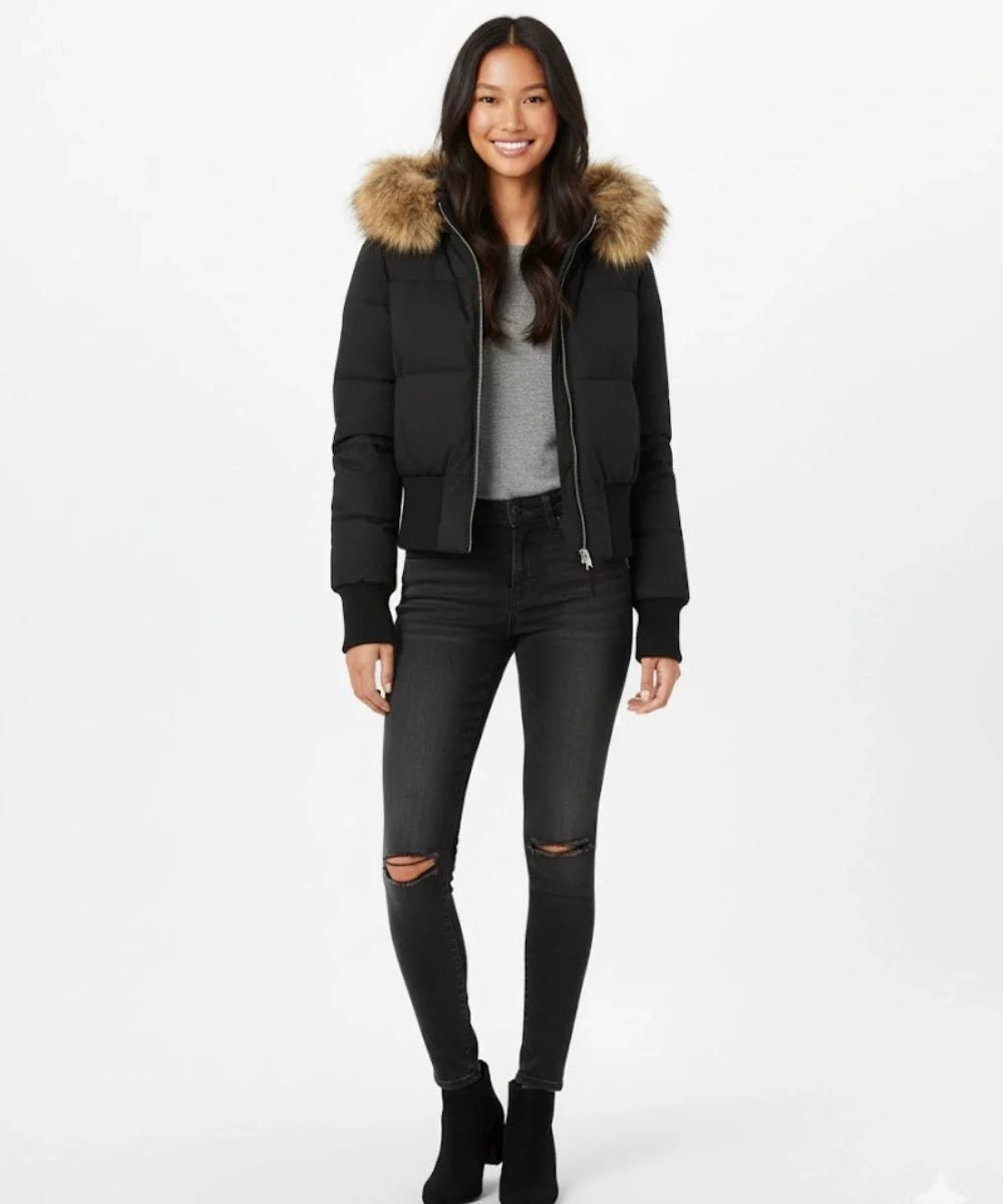 Ashley | Women's Winter Puffer Jacket Faux Fur Hood