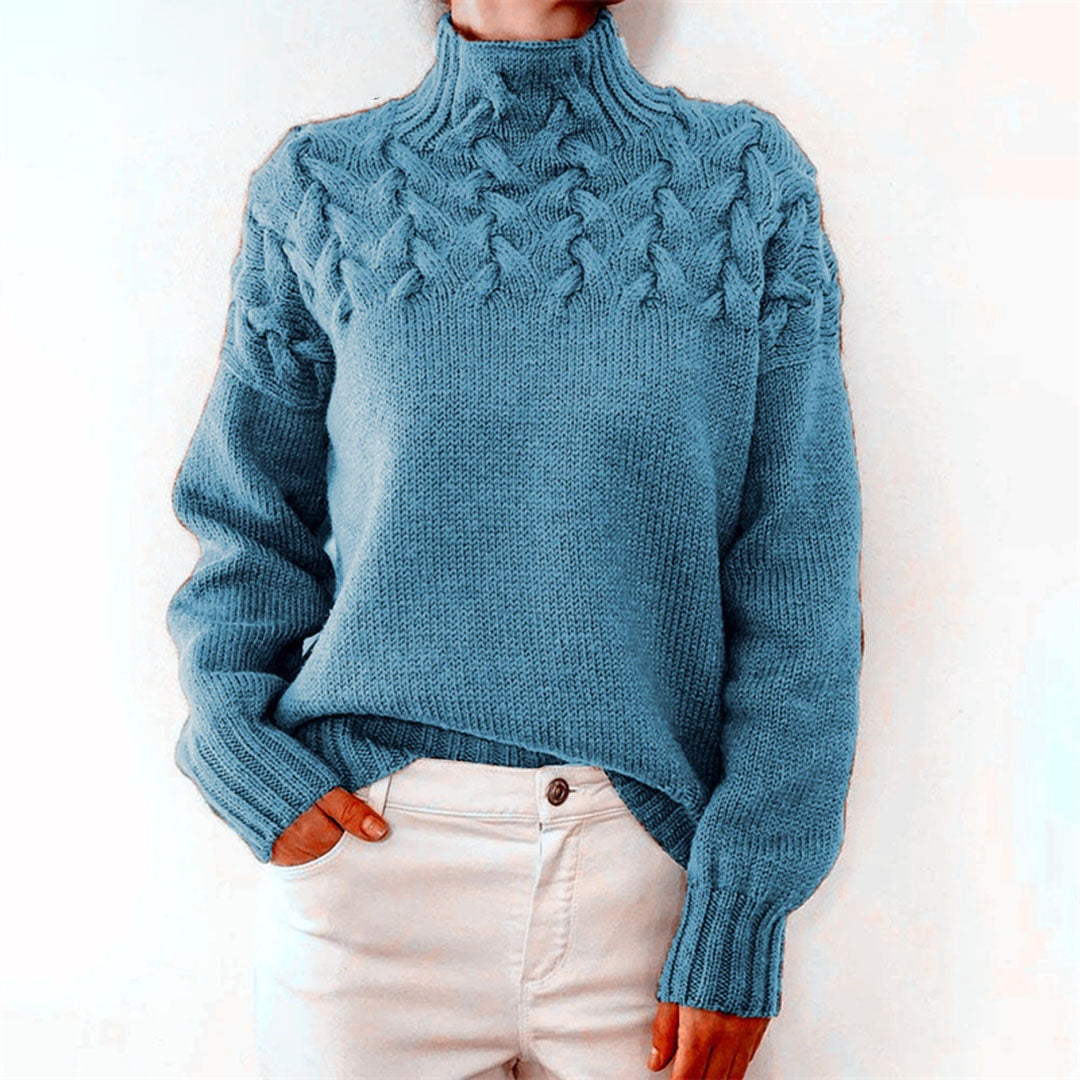 Colette | Women's Cable Knit Turtleneck Sweater Long Sleeve