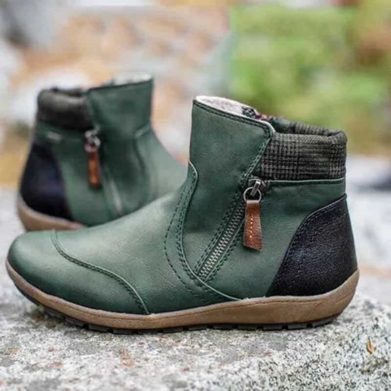 Tessa | Women's Waterproof Ankle Boots Flat Side Zipper