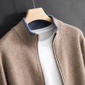 David | Men's Zip Up Sweater Knit Ribbed Collar