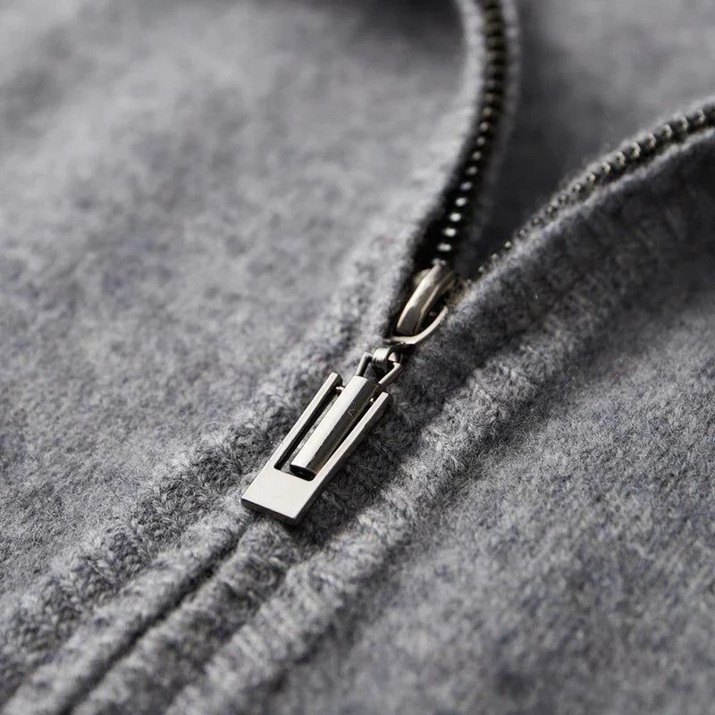 David | Men's Zip Up Sweater Knit Ribbed Collar