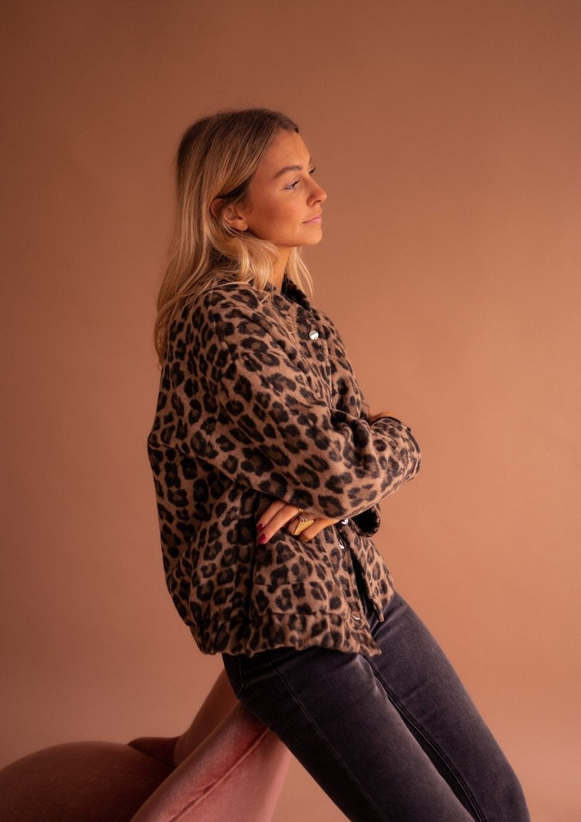 Amy | Women's Leopard Print Quilted Jacket Oversized Button Up