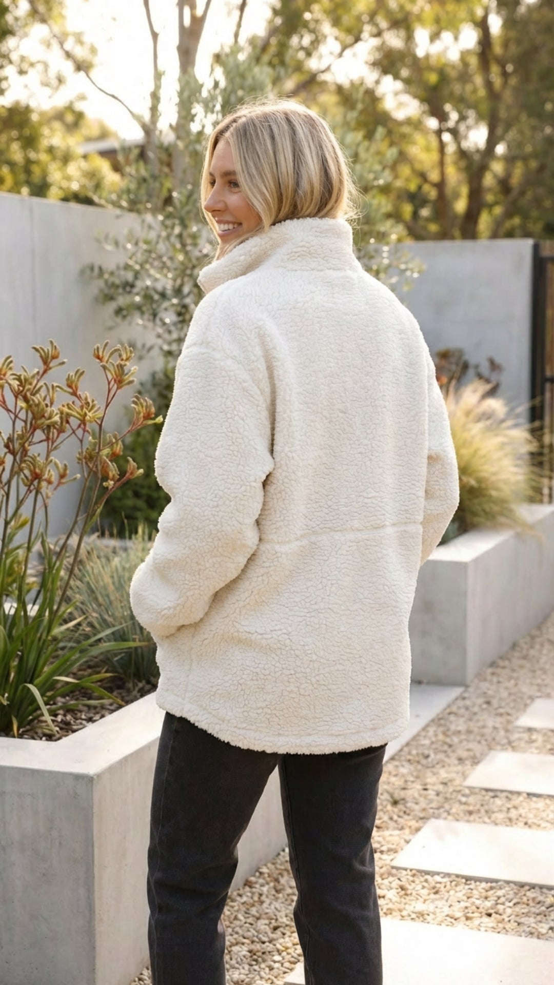 Addison | Women's Oversized Sherpa Jacket Zip Up High Collar