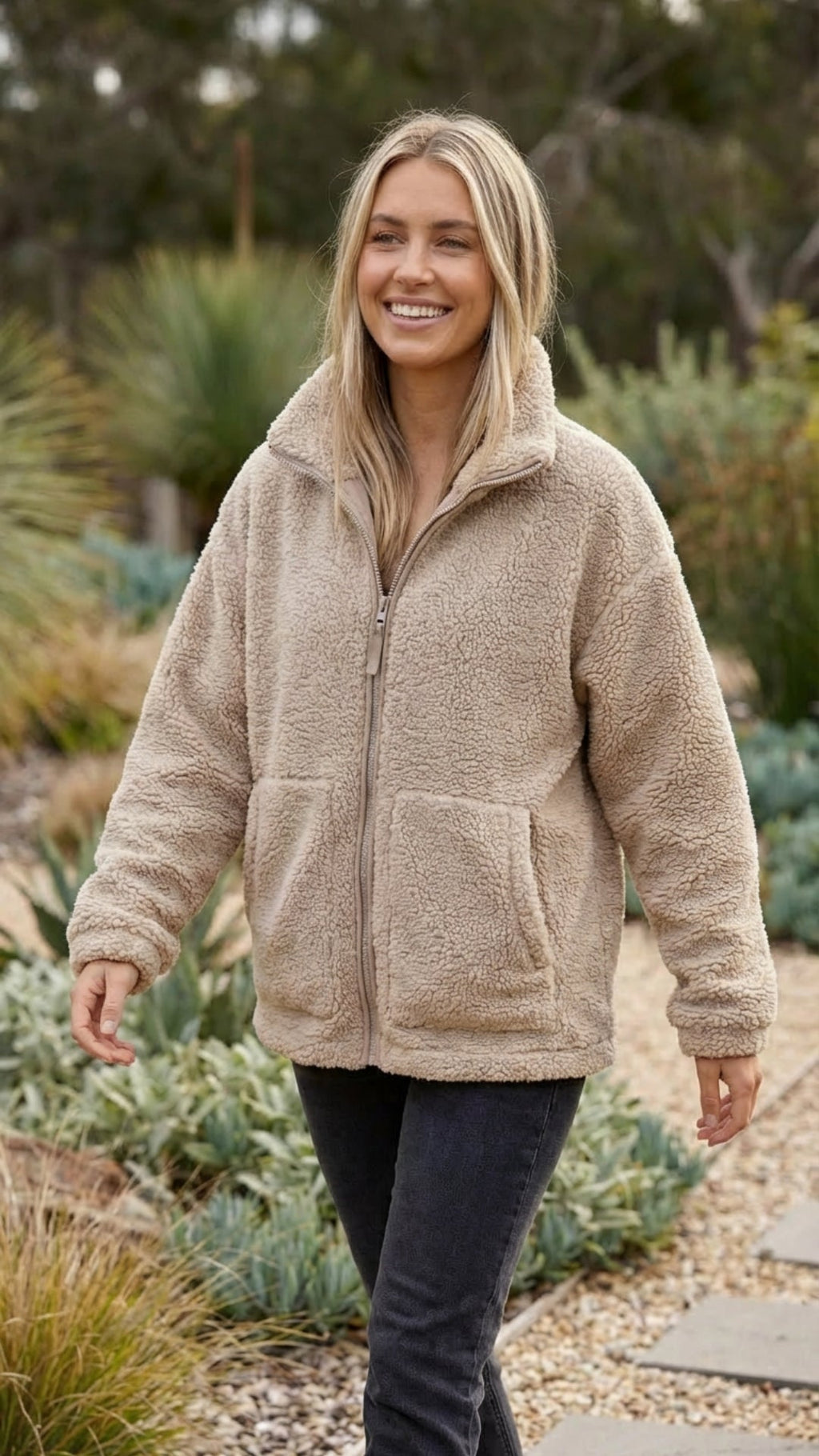 Addison | Women's Oversized Sherpa Jacket Zip Up High Collar