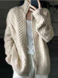 Addison | Women's Oversized Cable Knit Sweater Zip Up