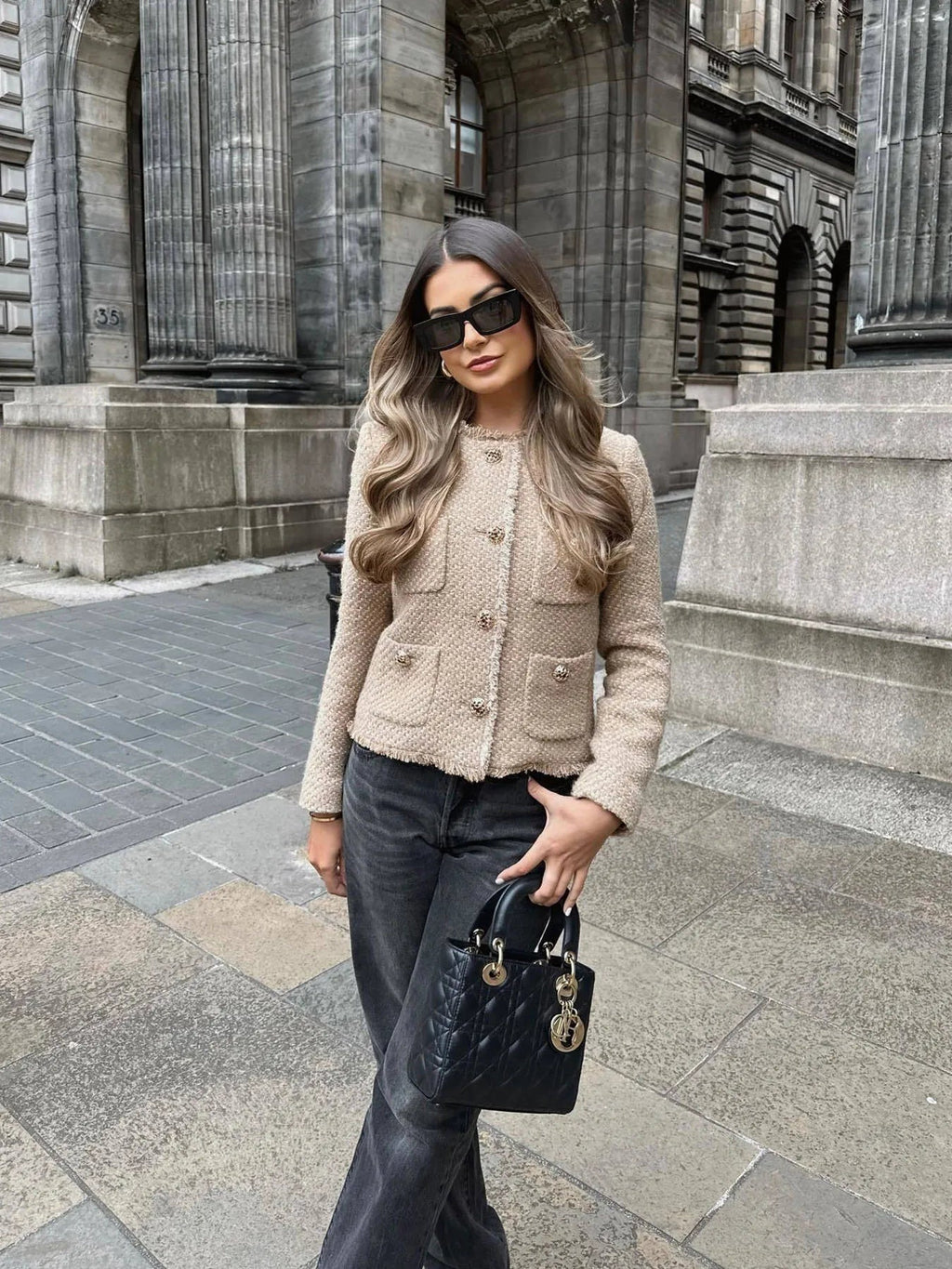 Maggie | Women's Cropped Tweed Jacket Button Front