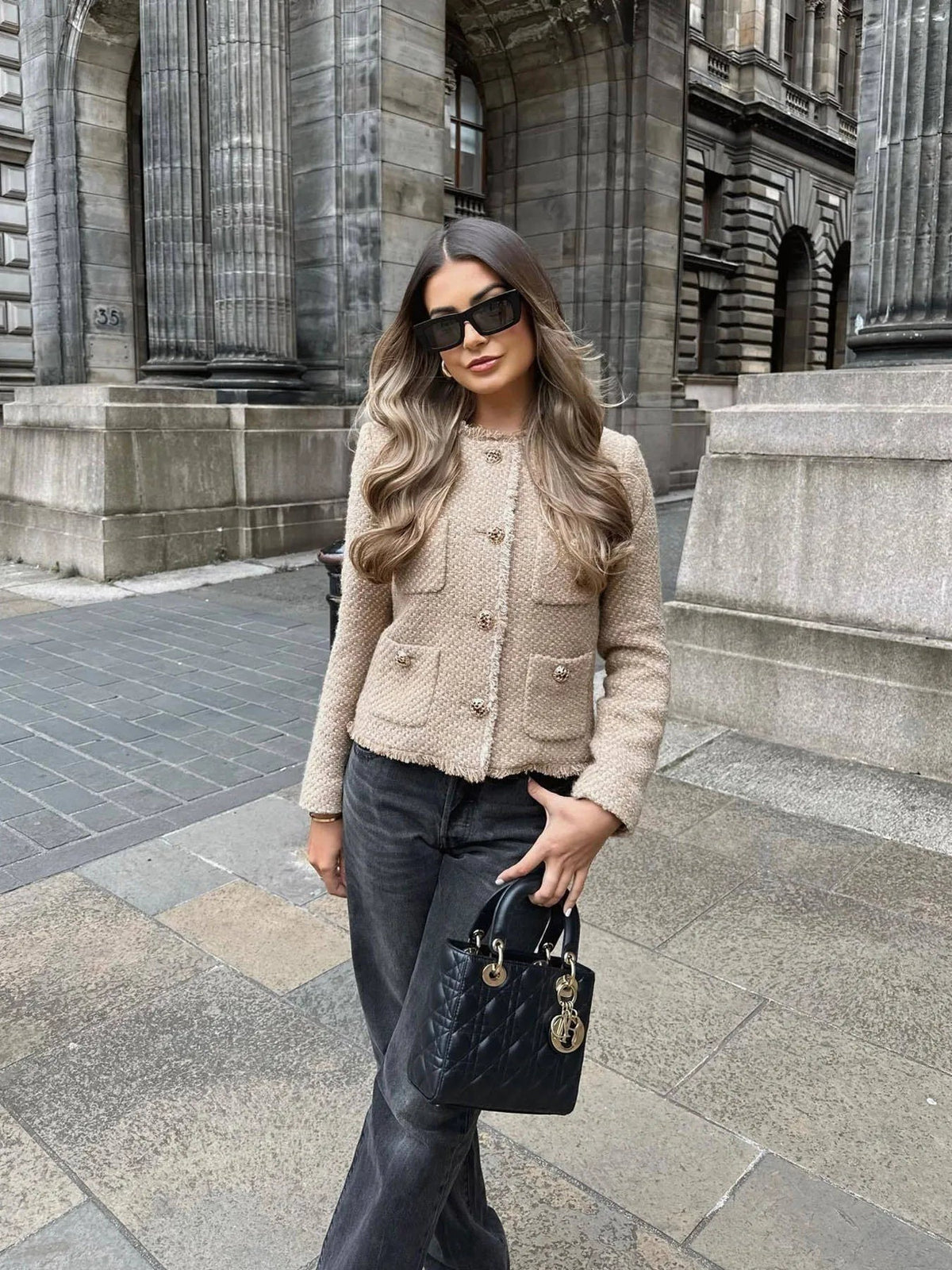 Maggie | Women's Cropped Tweed Jacket Button Front