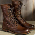Addison | Women's Leather Lace Up Combat Boots Mid Calf