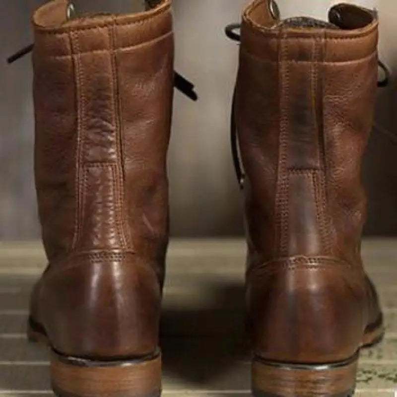 Addison | Women's Leather Lace Up Combat Boots Mid Calf