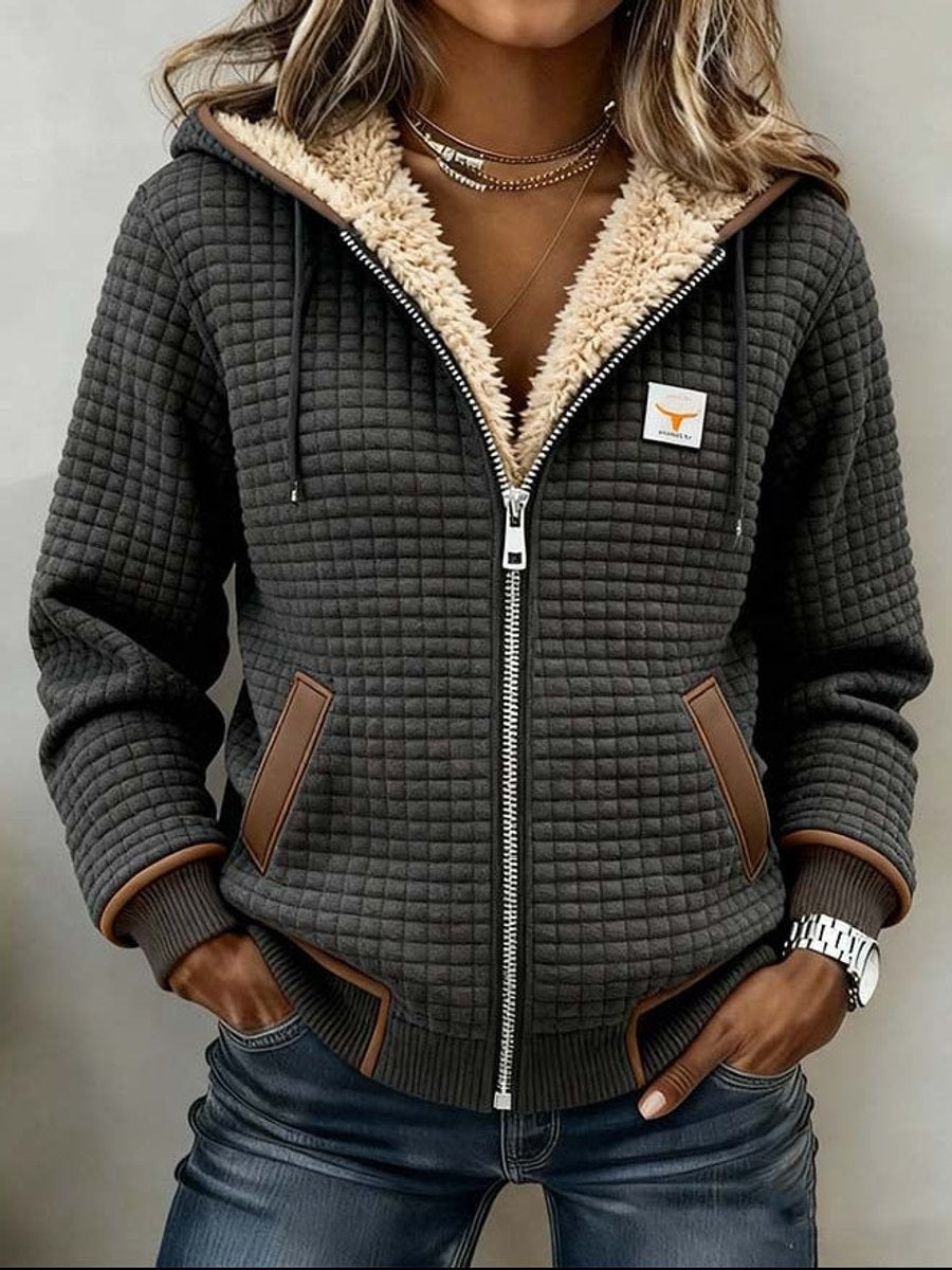Eloise | Women's Sherpa Lined Quilted Jacket Hooded Zip Up